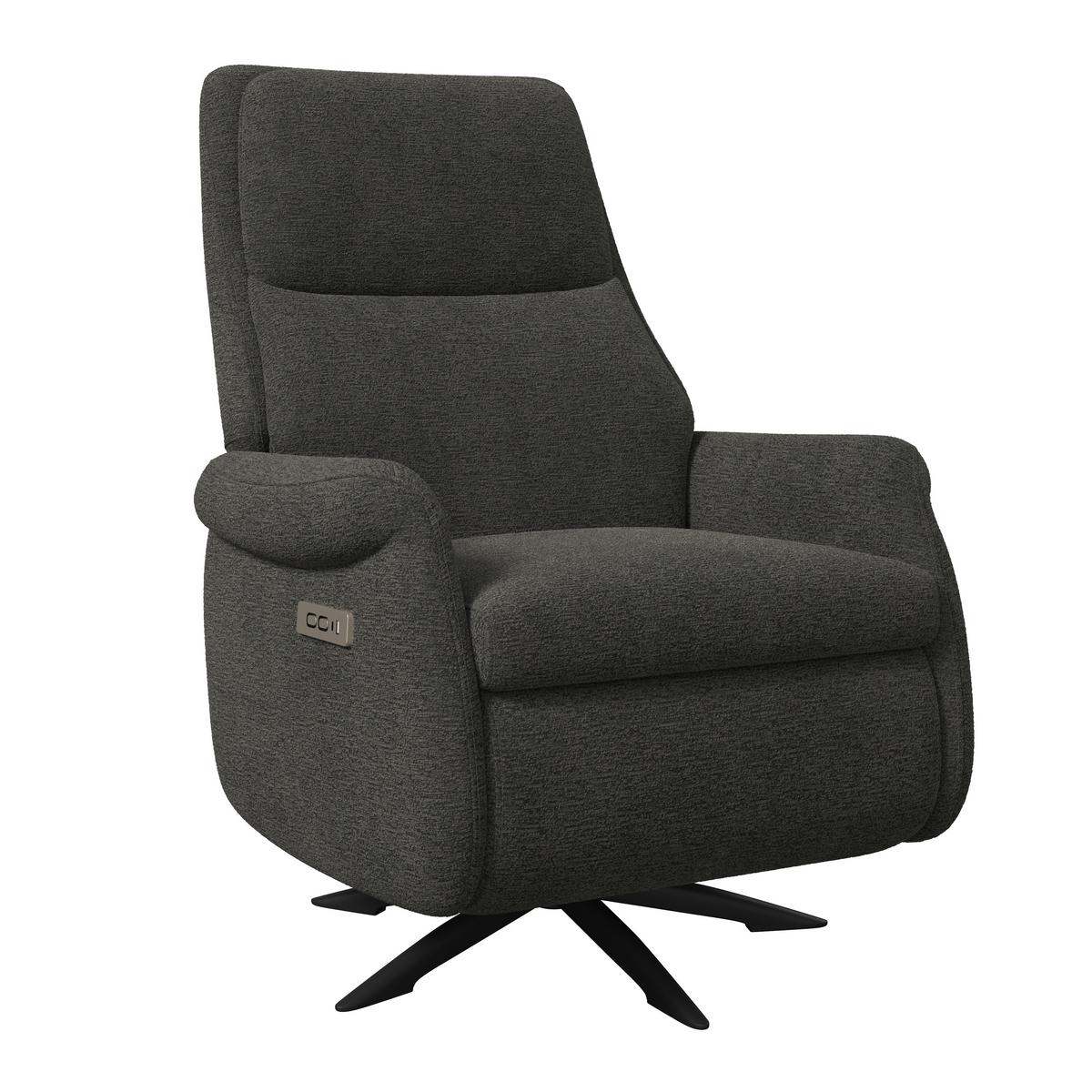 Relaxační křeslo ALICE, tmavě šedé buklé, max. 140 kg - černá/tmavě šedá, Moderní, kov/dřevo (76/109/94cm) - Bessagi Home