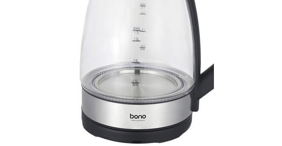 Wasserkocher Kate Klar/schwarz Glas 1,7 Liter 2.200w - Klar/Edelstahlfarben, KONVENTIONELL, Glas/Kunststoff (21,2/23,4/15,7cm) - Bono
