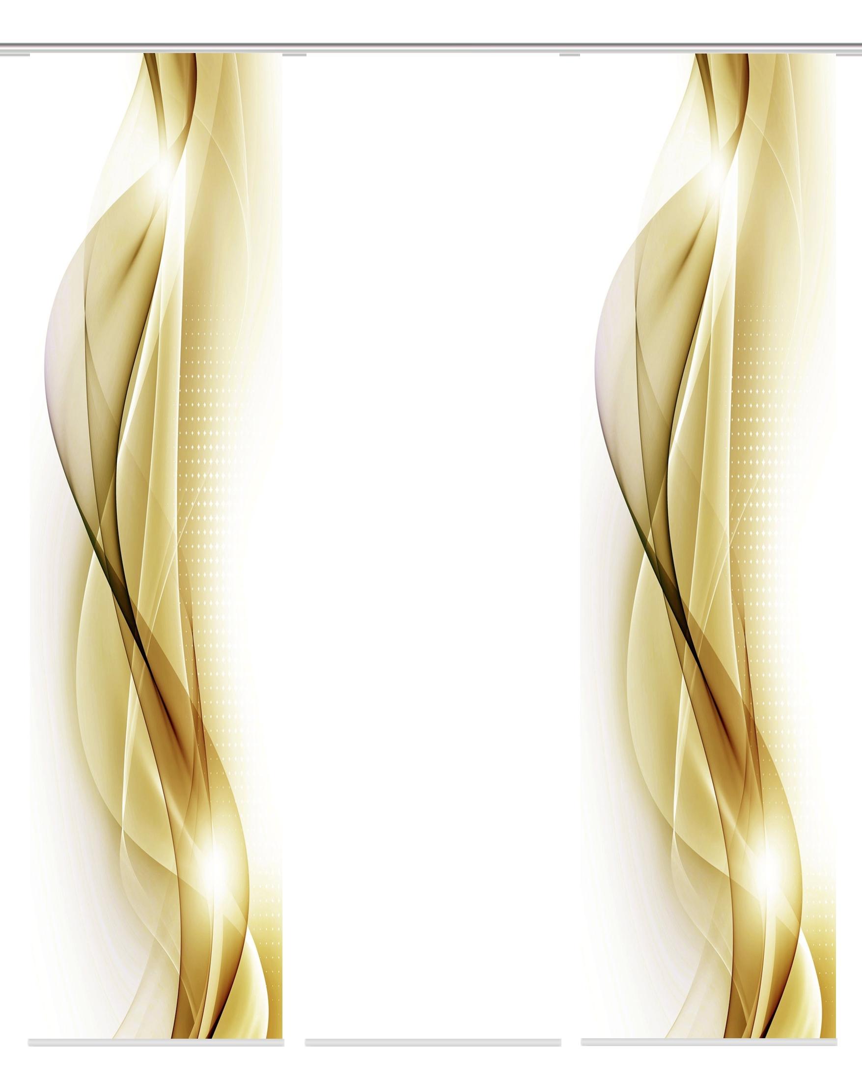 Vorhang mit Paneelwagen Neblana B: 180 cm, Goldfarben