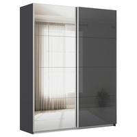Schwebetürenschrank Mit Spiegel 181cm, Anthrazit - Anthrazit/Silberfarben, MODERN, Glas/Holzwerkstoff (181/229/62cm)