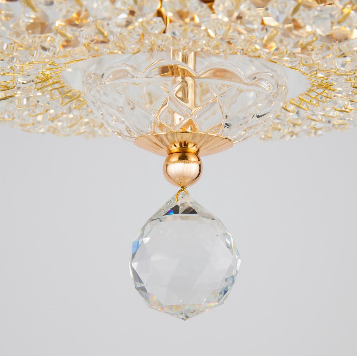 Kronleuchter Basfor 3xe14, Goldfarben Kristallglas - Goldfarben, Trend, Glas/Metall (30/18/30cm) - MAYTONI