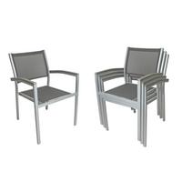 Gartenstuhl-Set Grace - Silberfarben/Grau, Basics, Kunststoff/Textil (60/86/55cm) - Gardenson