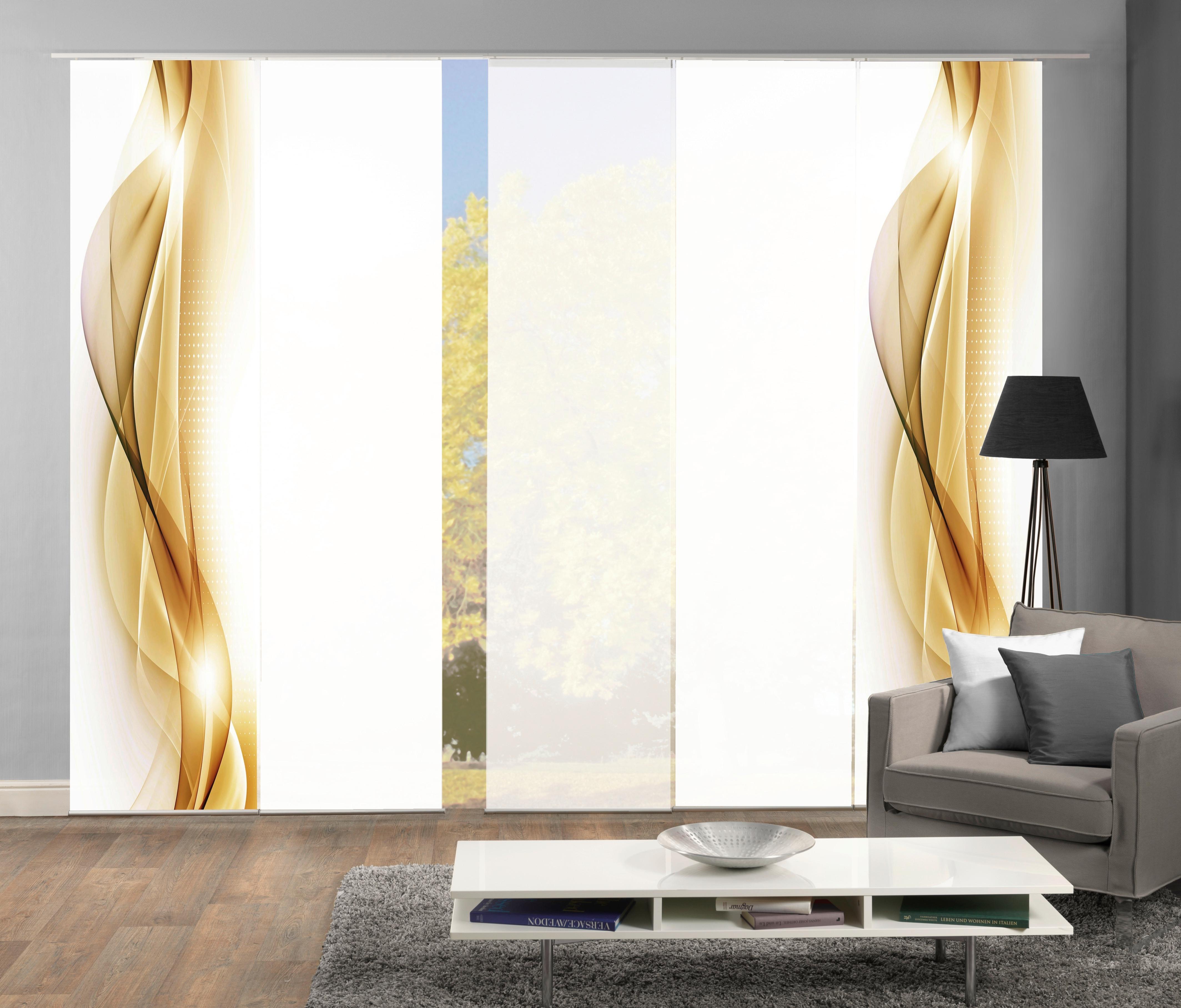 Flächenvorhang 5-Tlg. Neblana B: 60 cm, Gold - Goldfarben, Basics, Textil (60/245cm)