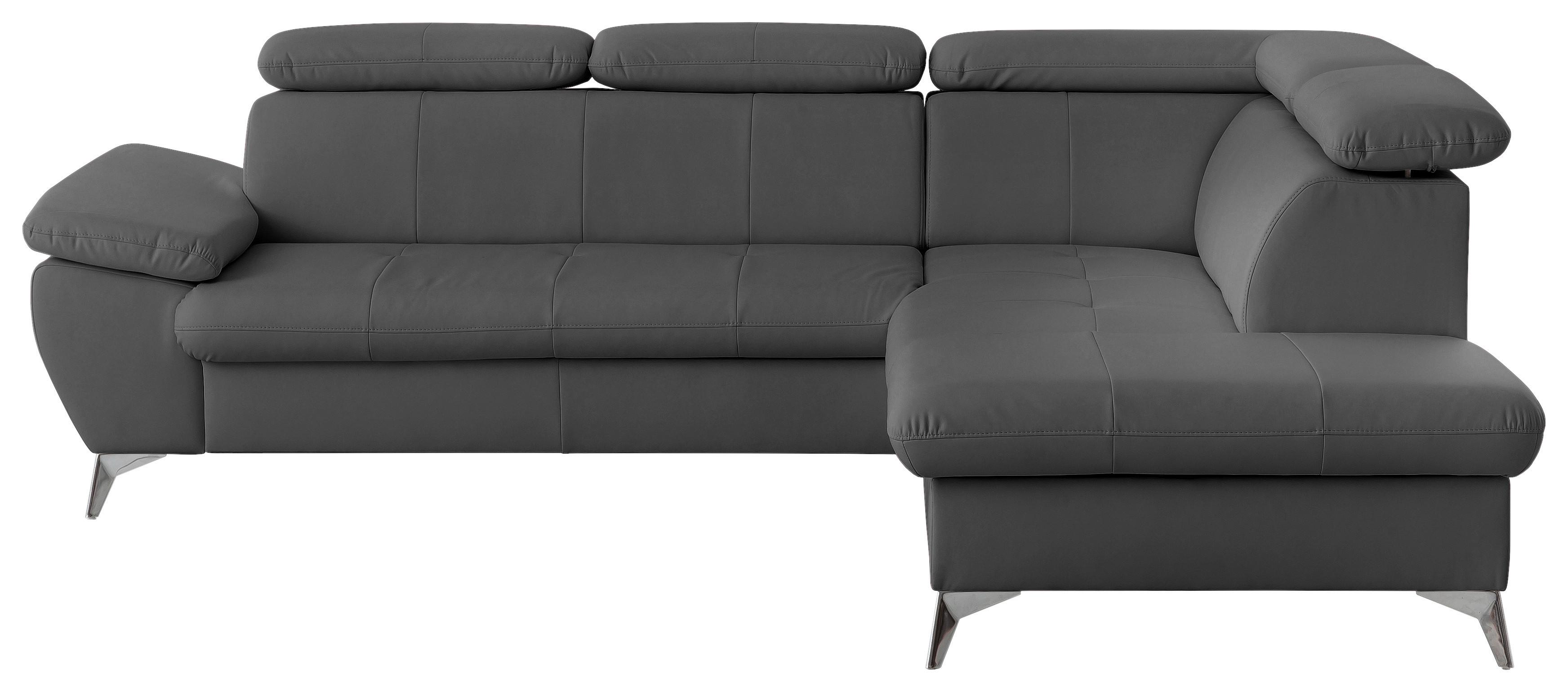 Ecksofa mit Schlaffunktion und Bettkasten Gisele Grau - Chromfarben/Grau, KONVENTIONELL, Textil (256/209cm) - Livetastic