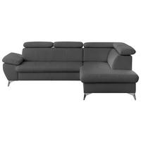 Ecksofa mit Schlaffunktion und Bettkasten Gisele Grau - Chromfarben/Grau, KONVENTIONELL, Textil (256/209cm) - Livetastic