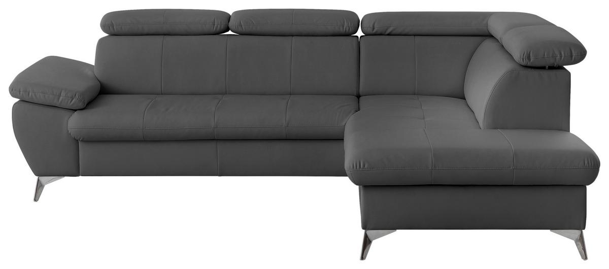 Ecksofa mit Schlaffunktion und Bettkasten Gisele Grau - Chromfarben/Grau, KONVENTIONELL, Textil (256/209cm) - Livetastic