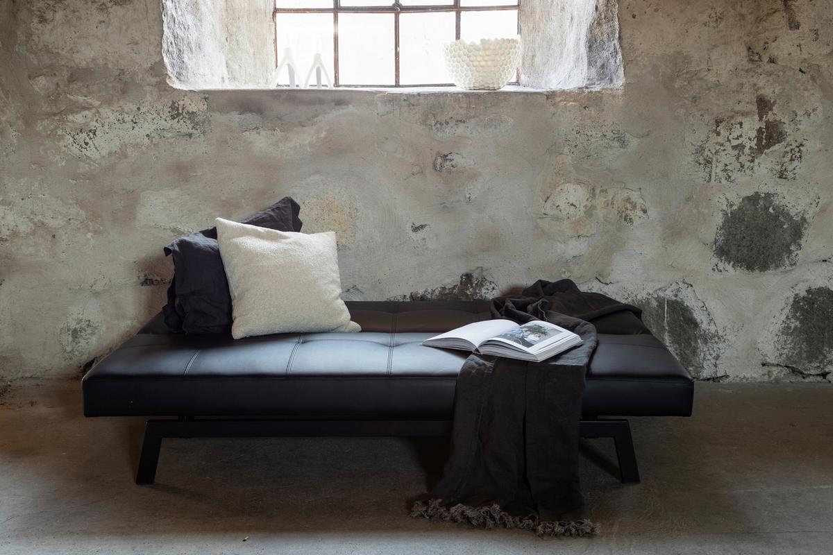 Schlafsofa Bodil - Schwarz, Design, Textil/Metall (180/80/55cm) - Livetastic
