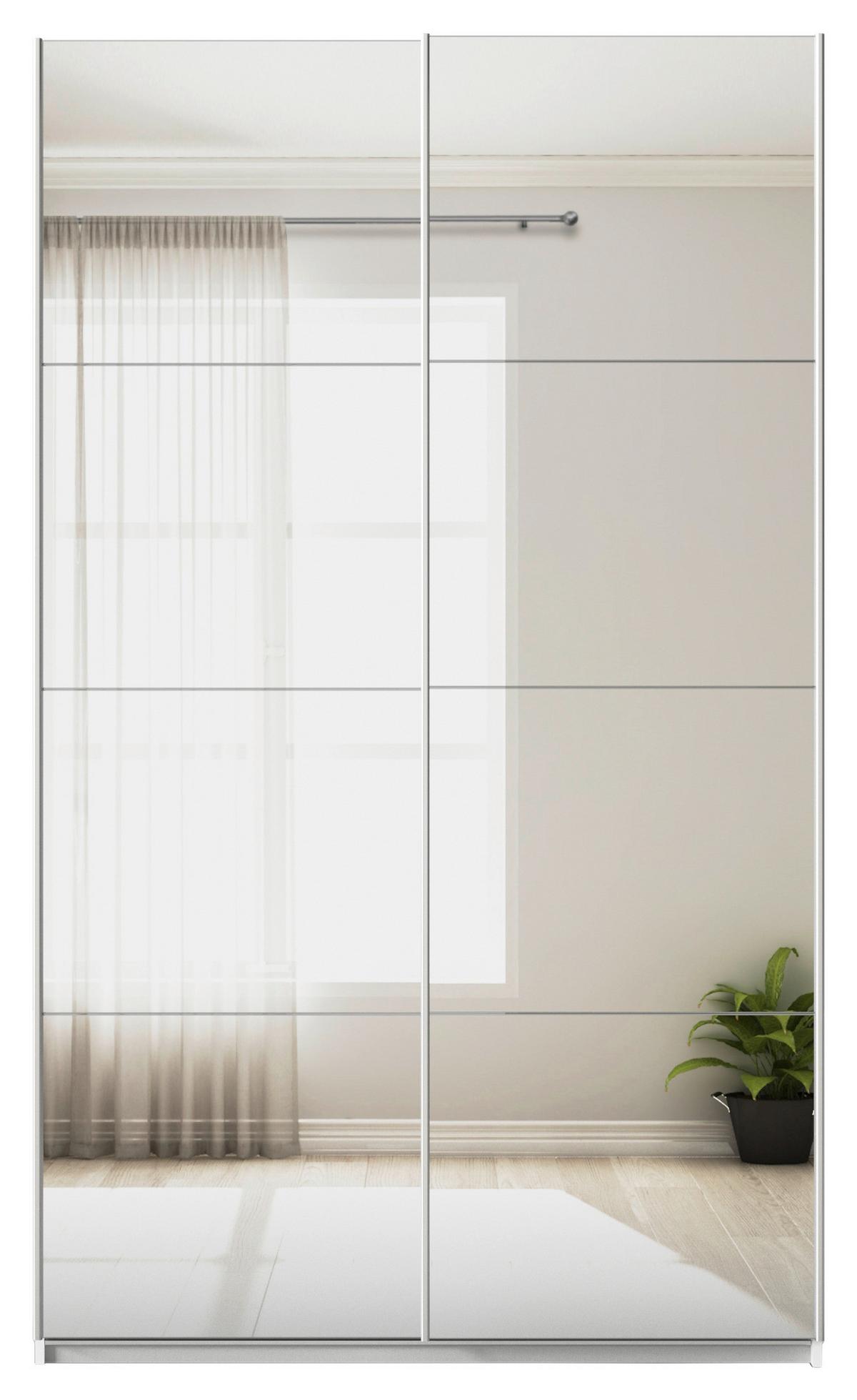 Tolóajtós Szekrény Feldkirch 136/229 Cm - ezüst/fehér, Modern, faalapú anyag/Üveg (136/229/62cm)