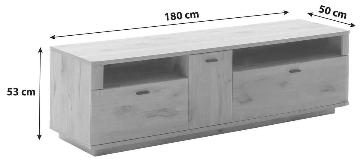 Lowboard Prato B: 180 cm Eichefarben - Eichefarben, Design, Holzwerkstoff (180/53/50cm) - MID.YOU
