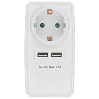 Mehrfachsteckdose Weiß 2x USB-Anschluss - Weiß, KONVENTIONELL, Kunststoff (12,1/6,4/7,6cm) - Ondega
