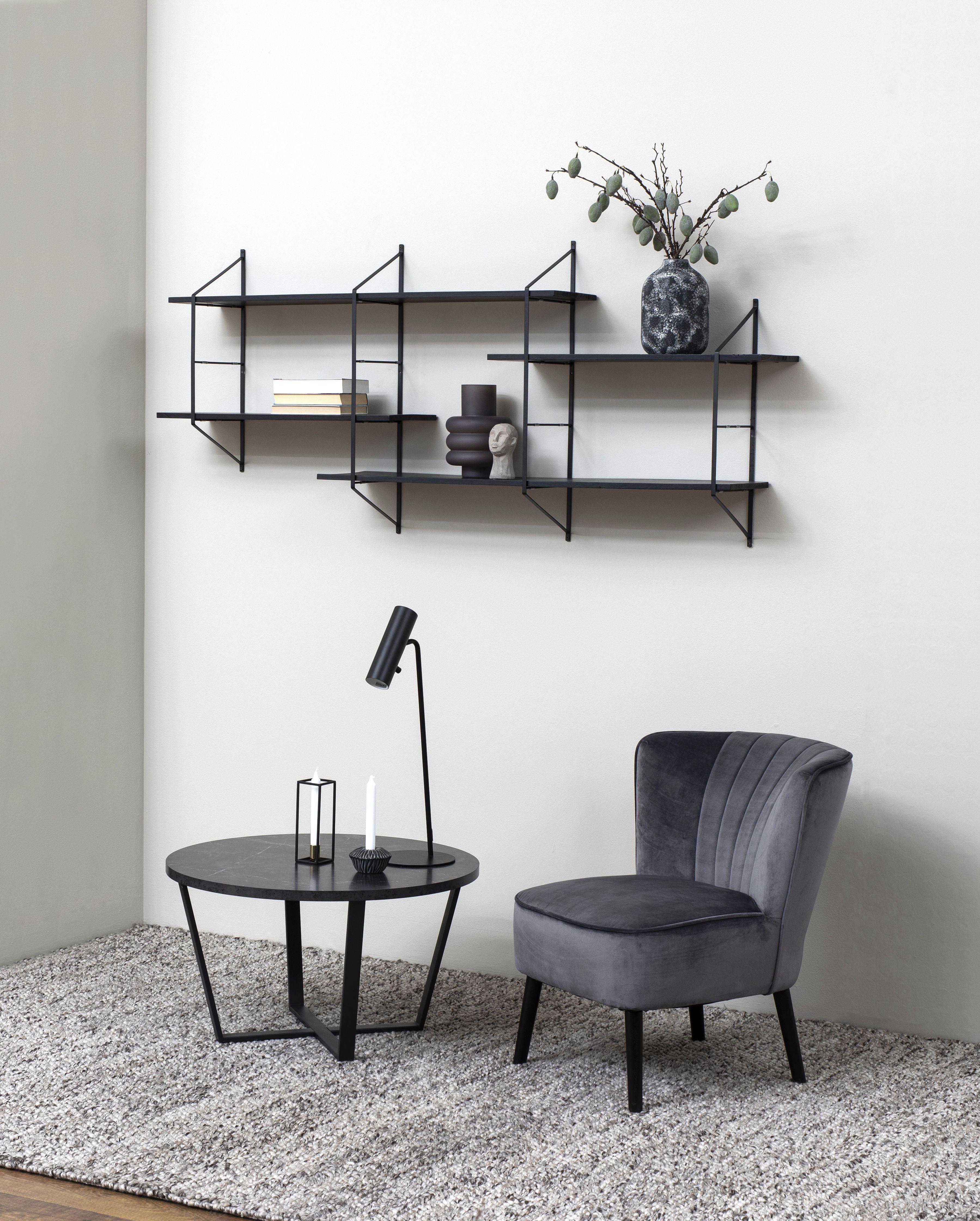 Konferenčný stolík AMBLE - čierna, Design, kov/kompozitné drevo (77/77/44cm) - MID.YOU