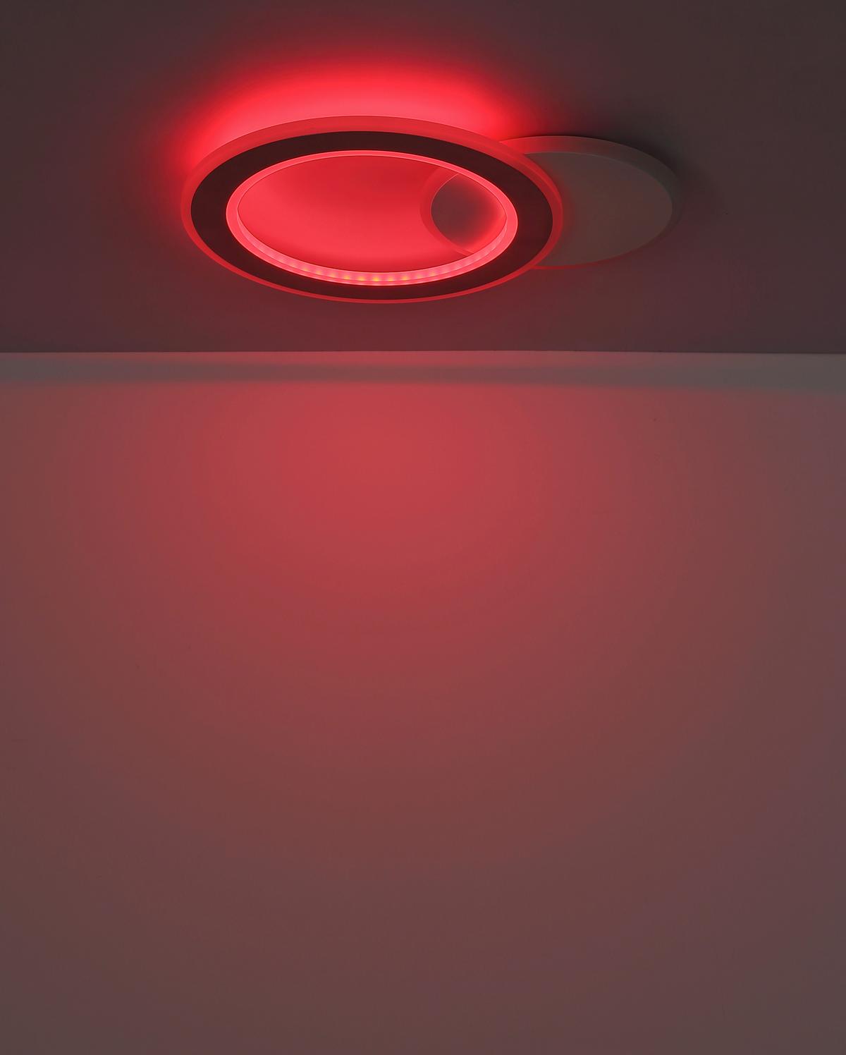 LED-Deckenleuchte 2700-6000k - Hellgrau/Schwarz, Design, Kunststoff/Metall (51/38/4cm) - Globo