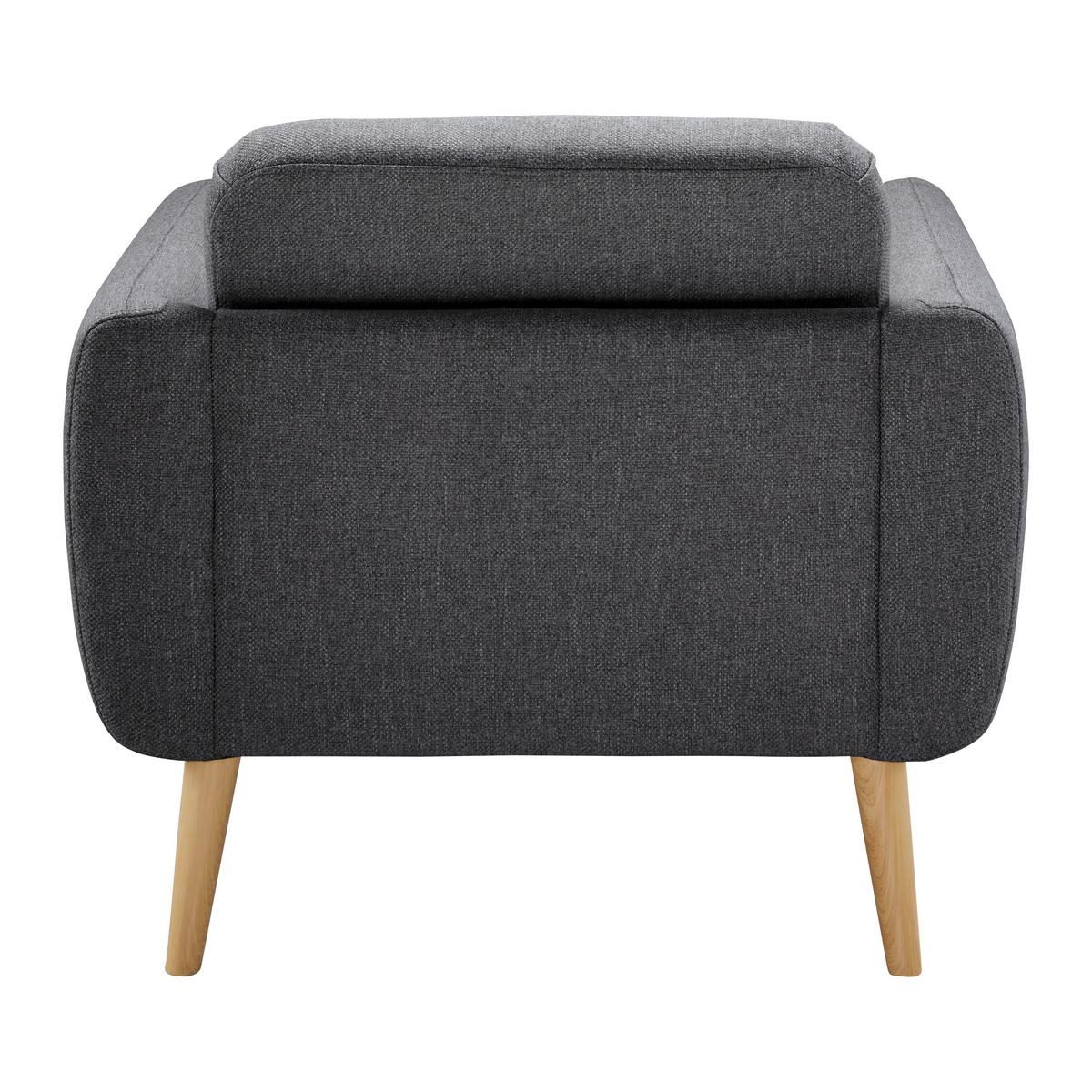 Relaxační křeslo PIA, tmavě šedé - tmavě šedá/přírodní barvy, Moderní, dřevo/textil (86/76/75cm) - Bessagi Home