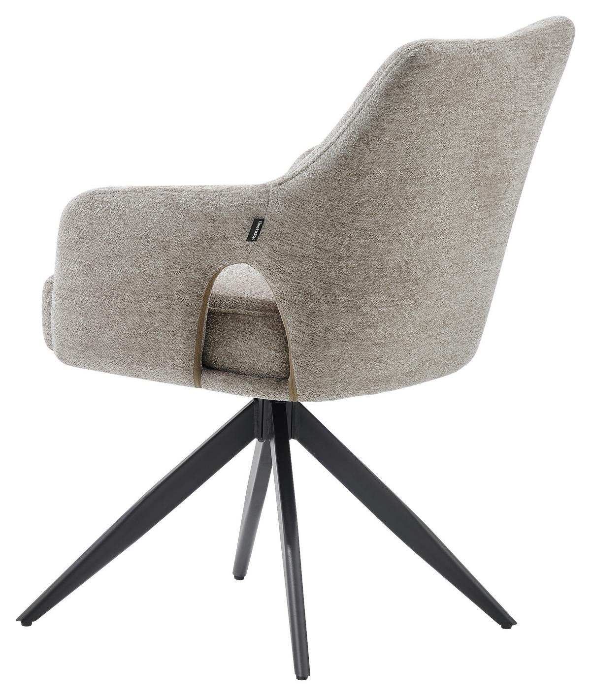 Armlehnstuhl Flow Taupe B: 57,5 cm - Taupe/Schwarz, MODERN, Holz/Textil (57,5/85/62cm) - Livetastic