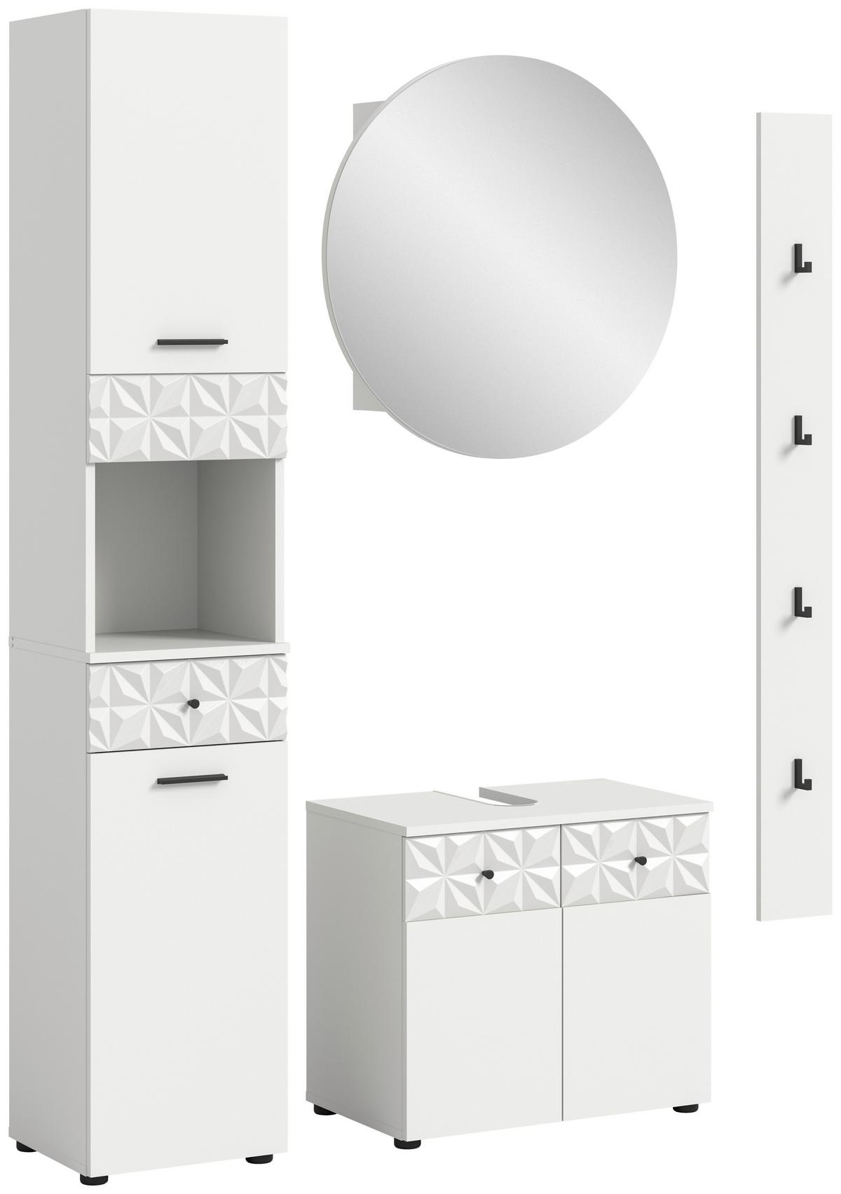 Badezimmer Prisma Weiß B: 111 cm - Schwarz/Weiß, MODERN, Glas/Holzwerkstoff (111cm) - MID.YOU