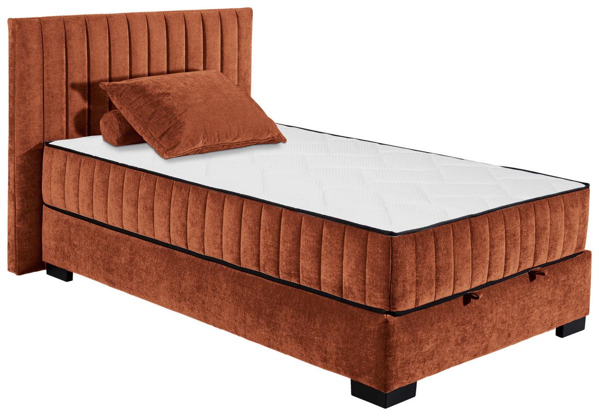 Boxbett Nagol C - Cognac/Schwarz, MODERN, Holzwerkstoff/Textil (120/200cm) - MID.YOU