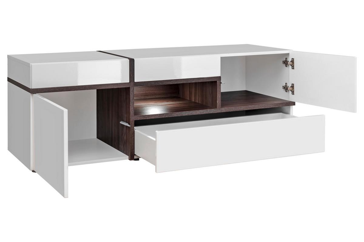 Obývací stěna CROSS, vysoce lesklá bílá - bílá/barvy jilmu, Moderní, kompozitní dřevo/plast (330/195/50cm) - Premium Living