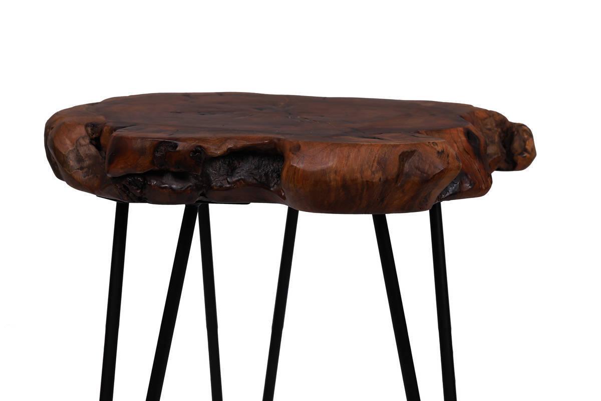 Beistelltisch Woody Dunkelbraun/Schwarz - Dunkelbraun/Schwarz, Basics, Holz/Metall (30/30/40cm) - Kayoom