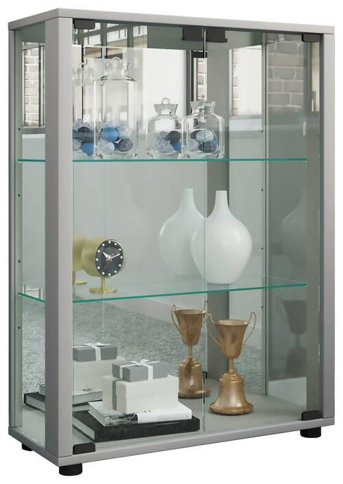 Vitrine Sintalo Silberfarben B: 60 Cm - Silberfarben, MODERN, Glas/Holzwerkstoff (60/80/25cm) - MID.YOU