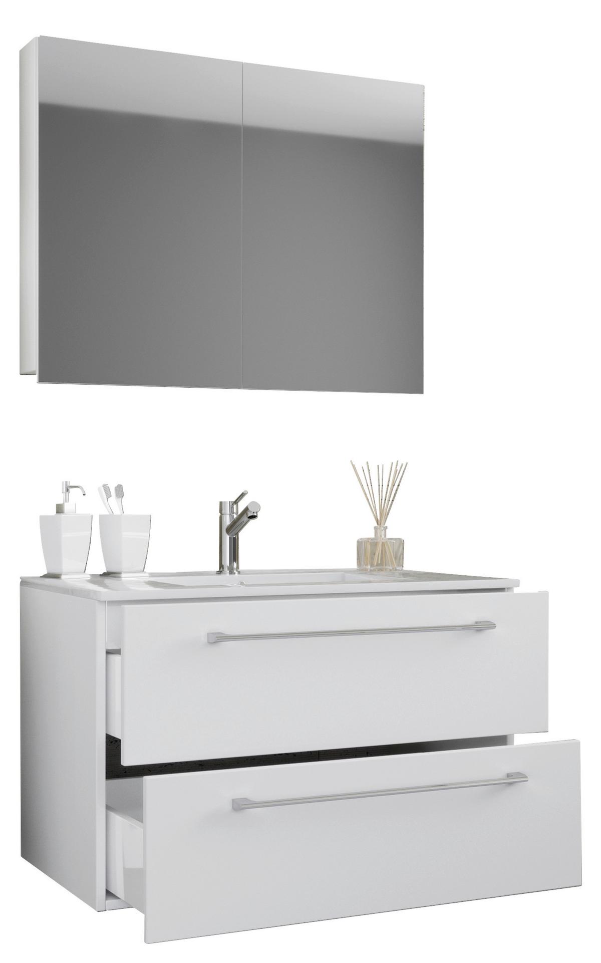 Badezimmer Badinos 3-teilig Weiß B: 60 Cm - Weiß, MODERN, Keramik/Holzwerkstoff (60cm) - MID.YOU