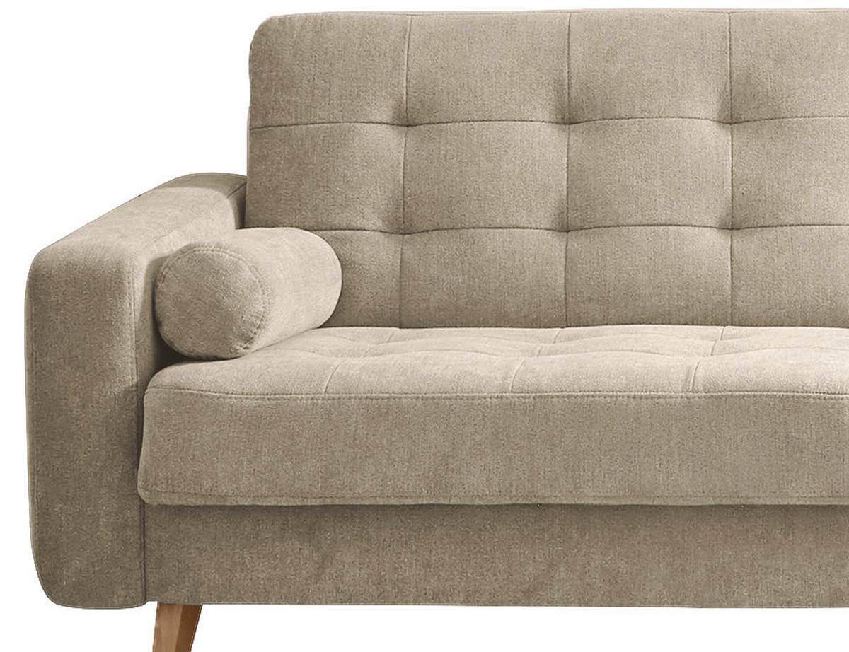 Pohovka s funkciou lôžka FJORD béžová - piesková/farba duba, Modern, drevo/kompozitné drevo (222/86/90cm) - MID.YOU
