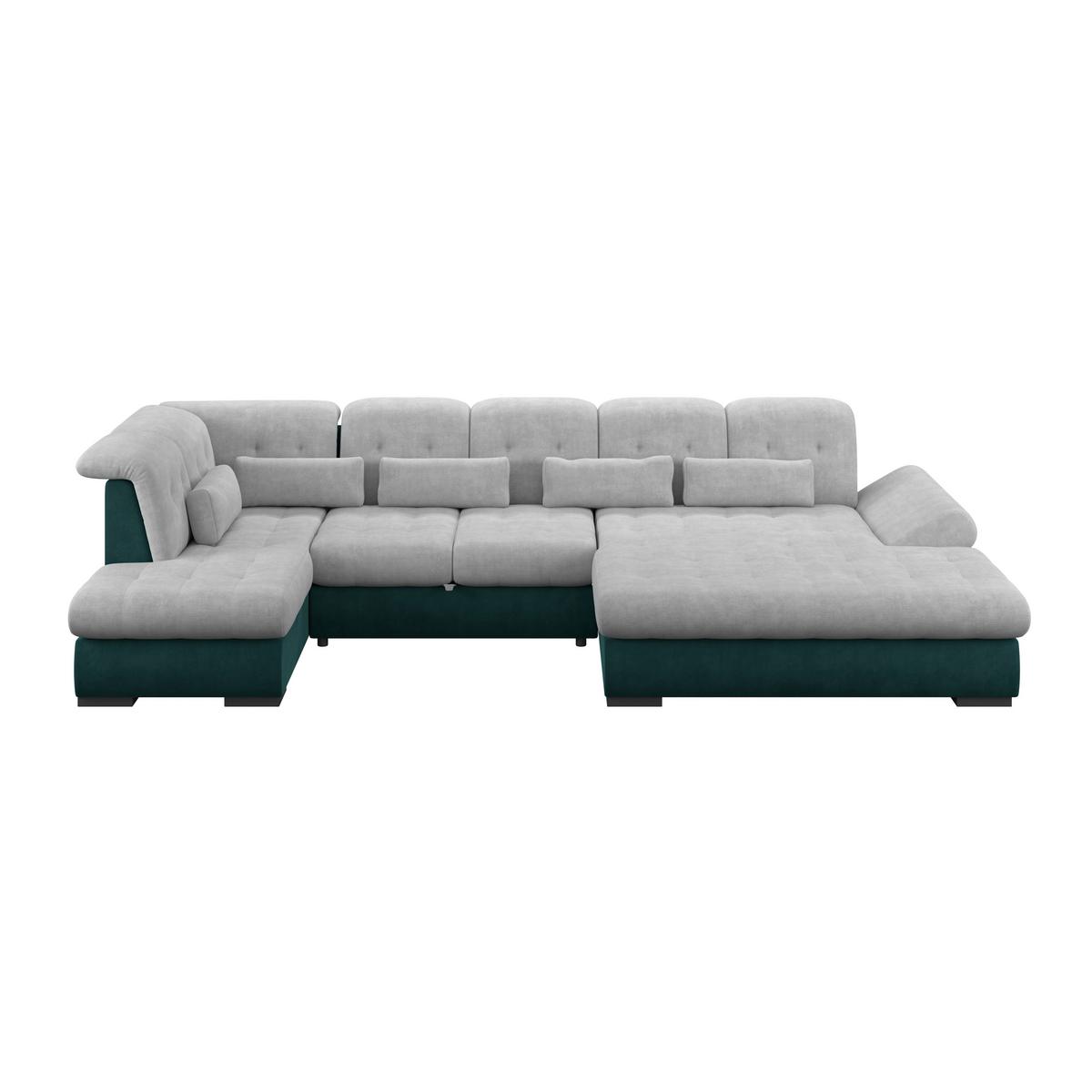 Wohnlandschaft Madera Silberfarben S: 212x358 Cm - Türkis/Silberfarben, KONVENTIONELL, Kunststoff/Textil (212/358/190cm)