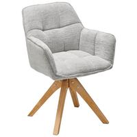 Armlehnstuhl Kerry Hellgrau, Echtholz Beine - Eichefarben/Hellgrau, LIFESTYLE, Holz/Textil (61/85/63cm) - Livetastic