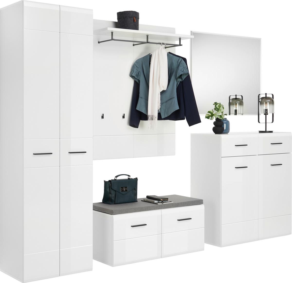 Schuhschrank Avanti Anthrazit/Weiß B: 100cm - Weiß Hochglanz/Anthrazit, Basics, Holzwerkstoff (100/104/42cm) - Hom`in