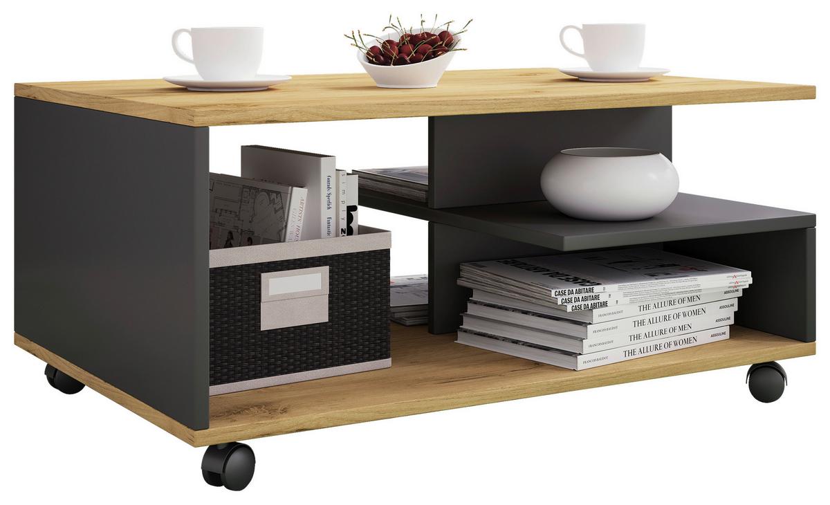 Couchtisch Stango Anthrazit Honigeiche Dekor - Honigeiche/Anthrazit, Design, Holzwerkstoff/Kunststoff (80/50/41cm) - MID.YOU