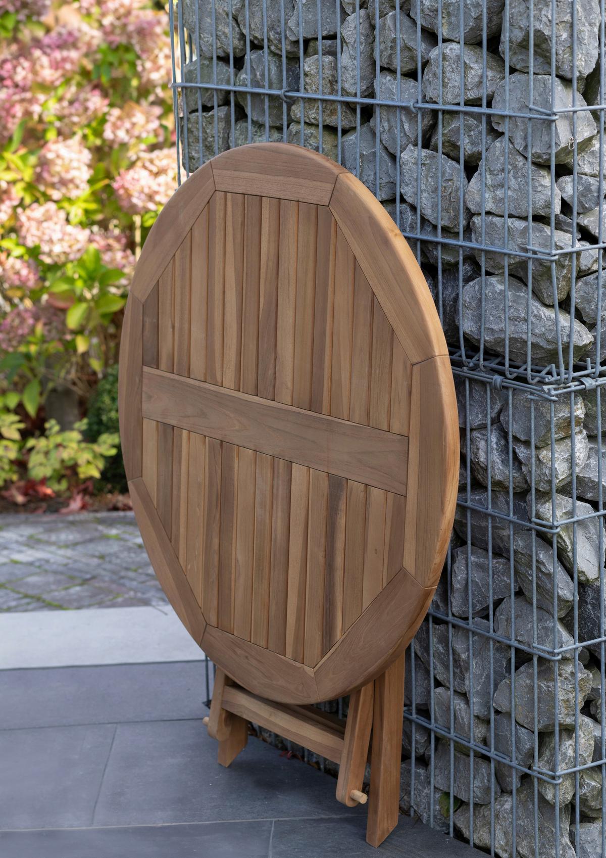 Gartentisch Klappbar Woodie Teakholz D: 90cm - Teakfarben, Basics, Holz (90/75cm) - Gardenson