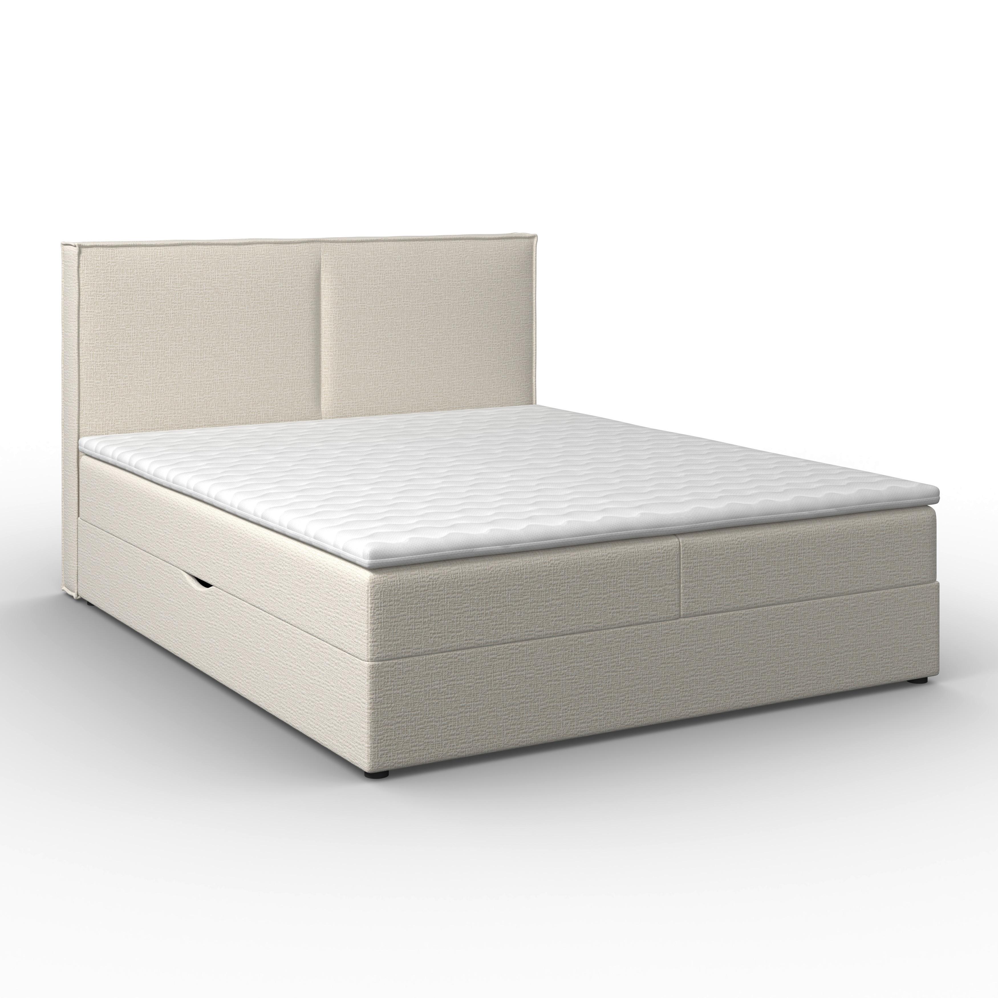 Boxspringová posteľ IMOLA 140x200, krémová - čierna/krémová, Modern, drevo/textil (140/200cm) - Bessagi Home