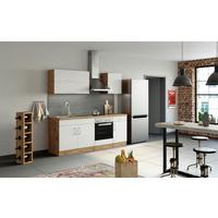 Küchenzeile Sorrento ohne Geräte 210 cm Weiß/Eiche Dekor - Eichefarben/Eiche Wotan, MODERN, Holzwerkstoff (210cm) - Held