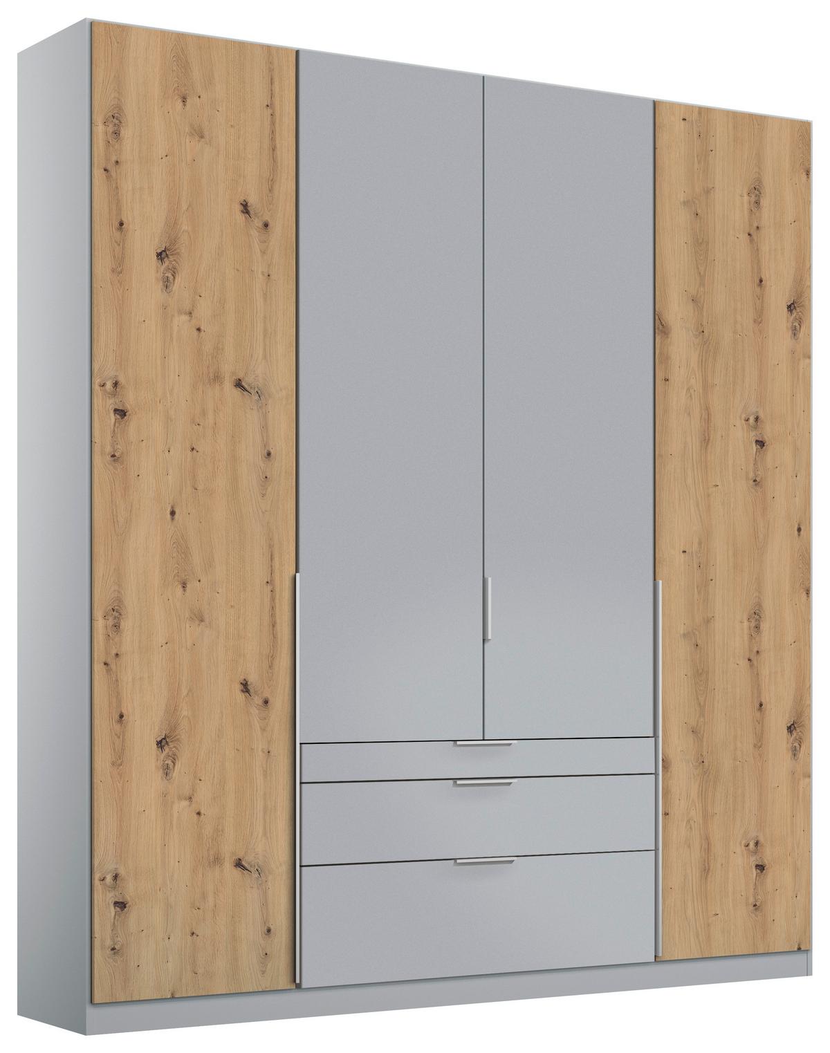 SKRIŇA S OTOČNÝMI DVERAMI ALABAMA - svetlosivá/dub artisan, Modern, kompozitné drevo (181/229/54cm)