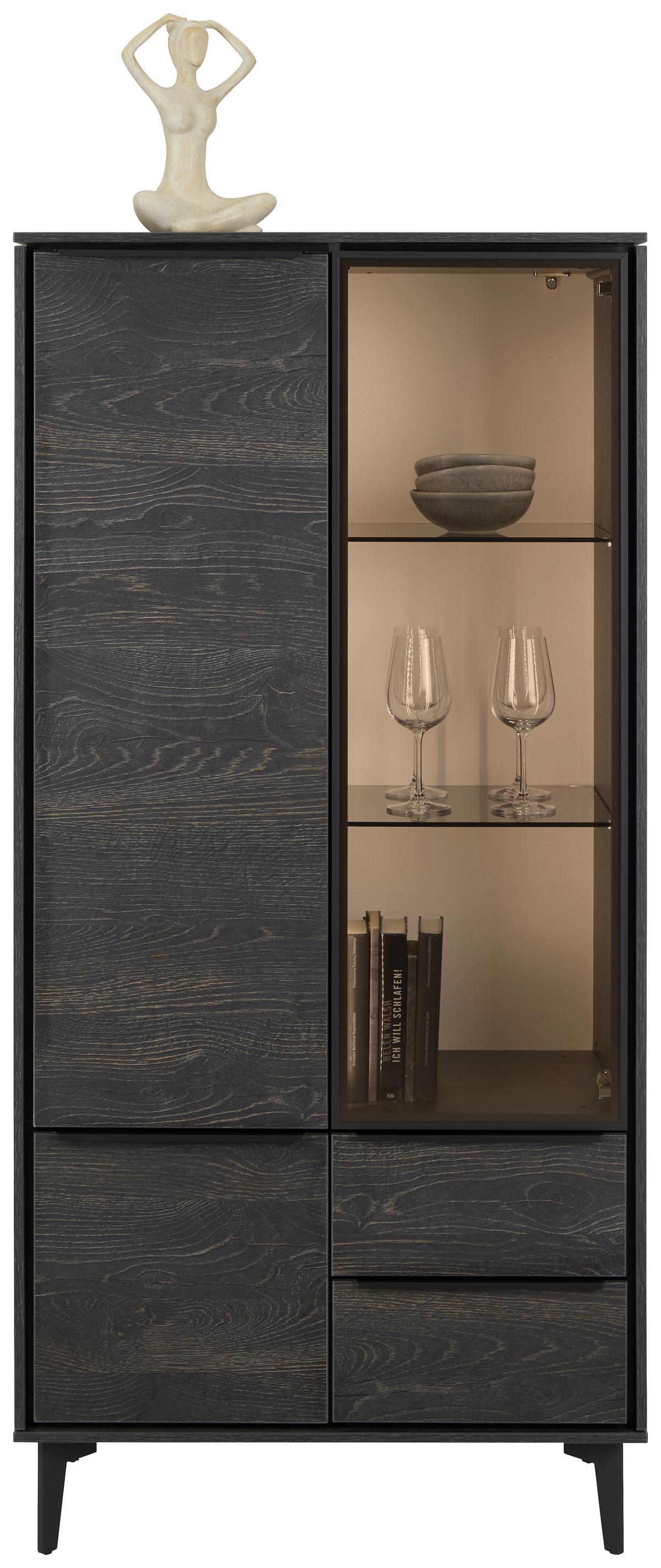 Vitrine in Anthrazit - černá/antracitová, Moderní, kov/kompozitní dřevo (73/159/40cm) - Premium Living