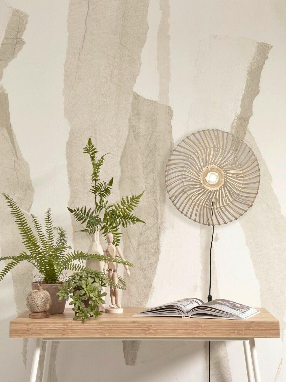 Wandleuchte Zanzibar/W/4012/W - Weiß, Trend, Naturmaterialien (40/12cm) - Good & Mojo