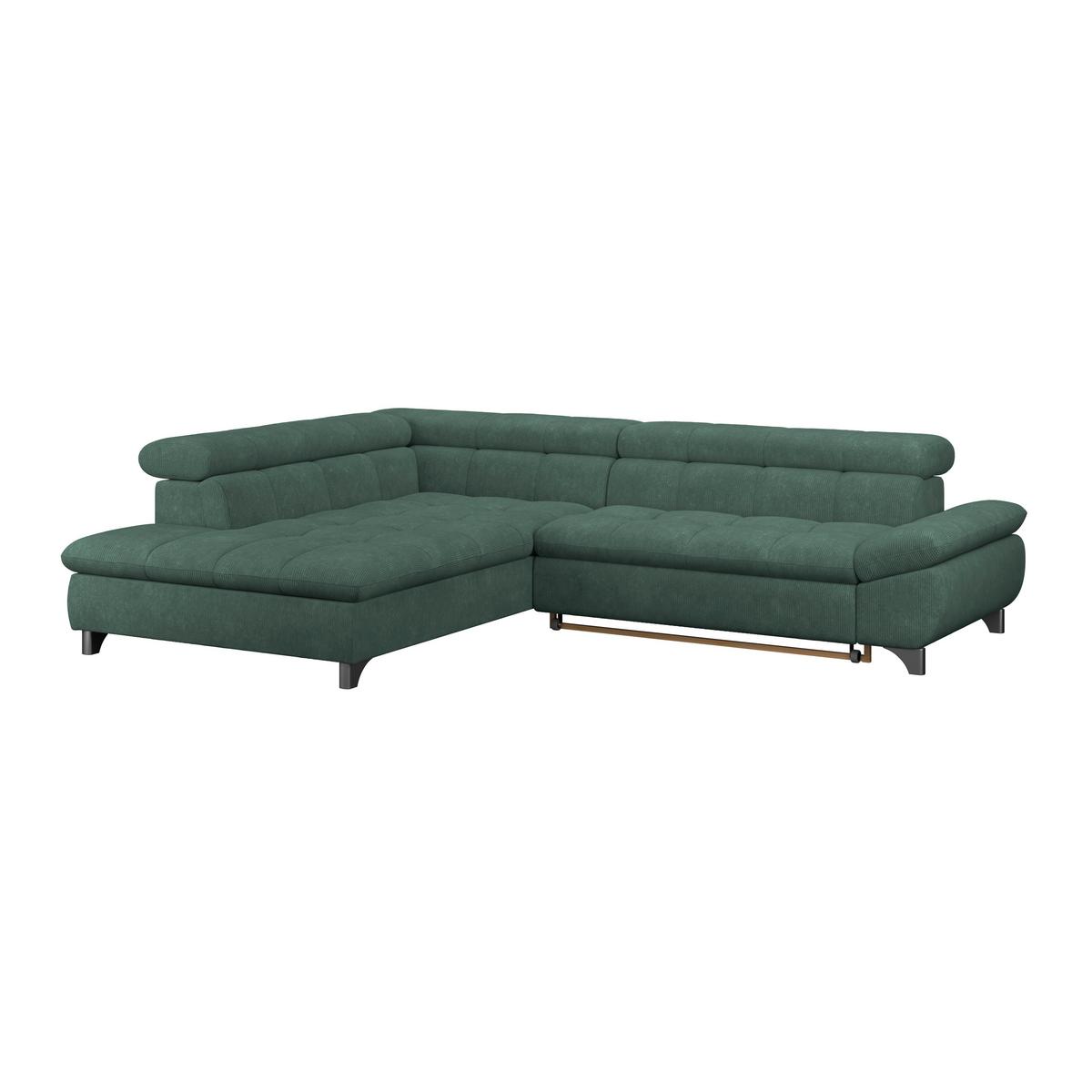 Ecksofa Gemini Waldgrün, B: 234cm - Waldgrün/Chromfarben, KONVENTIONELL, Textil (234/312cm)
