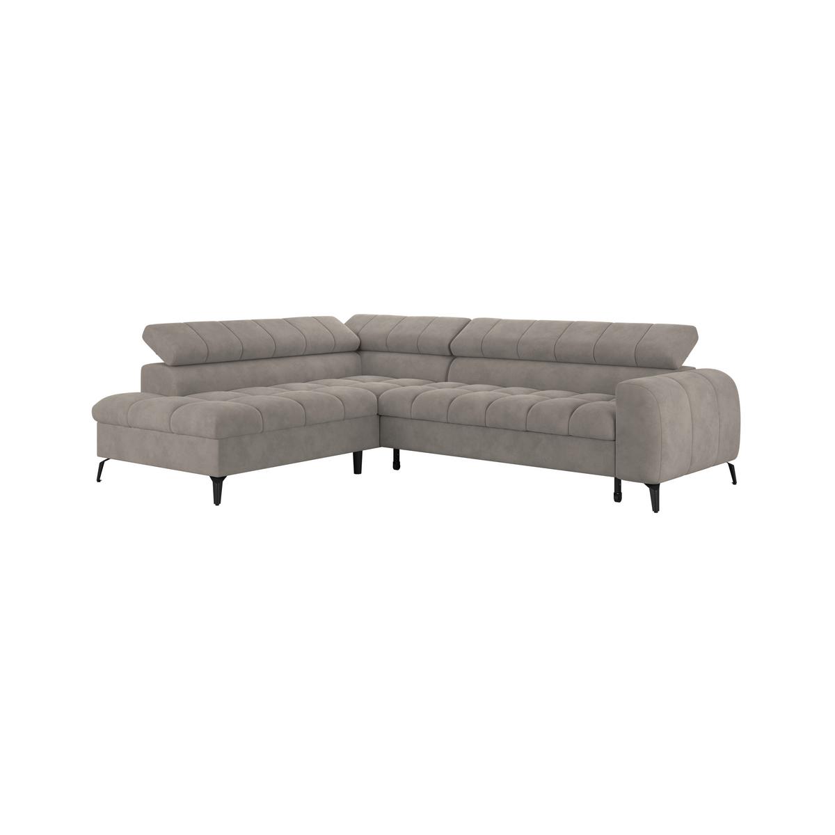 Ecksofa Volf Links New Grau, S: 203x261 Cm - Schwarz/Grau, Trend, Kunststoff/Textil (203/261cm)