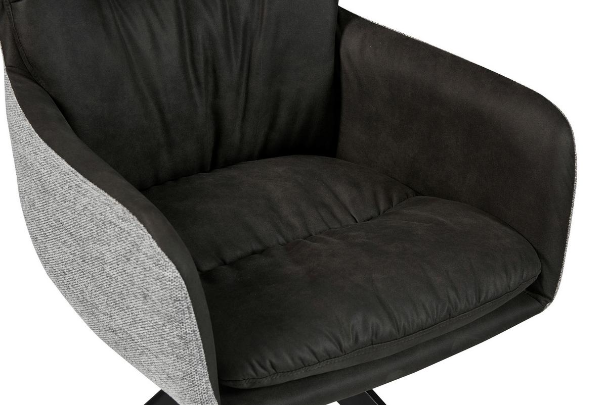 Armlehnstuhl Dian 125 - Schwarz, MODERN, Textil/Metall (57/87/64,5cm) - Kayoom