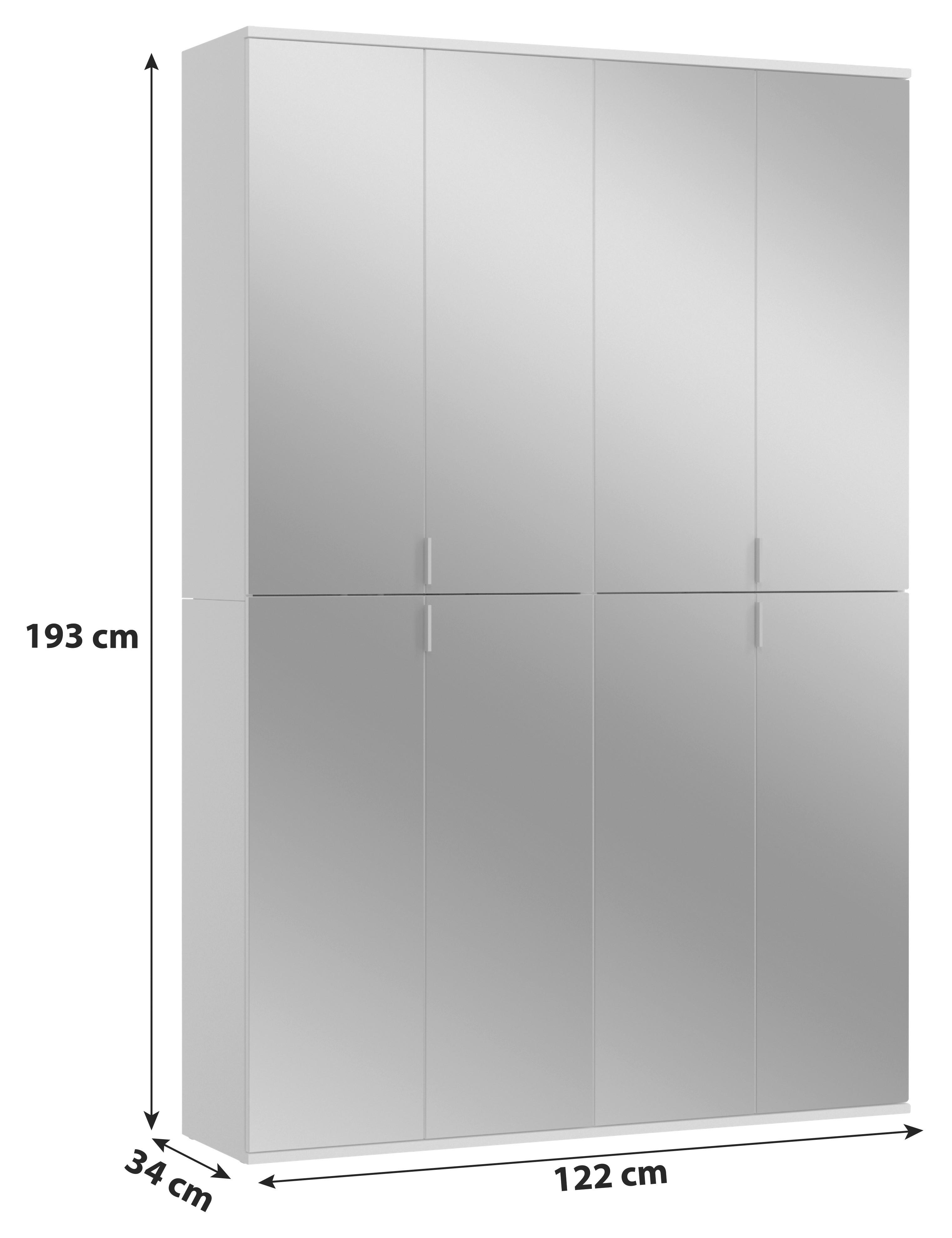 Drehtürenschrank Projekt X Weiß Hg B: 122 cm - Weiß Hochglanz/Weiß, MODERN, Holzwerkstoff (122/193/34cm) - MID.YOU