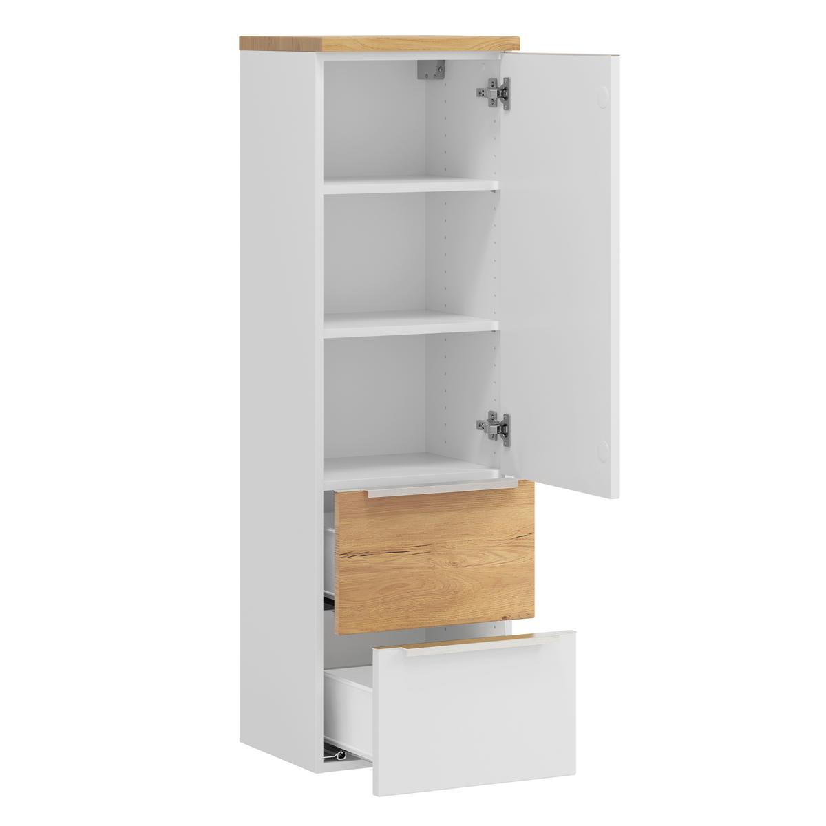 Midischrank Verona Weiß/Wildeiche B: 40cm - Wildeiche/Weiß, Trend, Holzwerkstoff (40/130/35cm) - Held