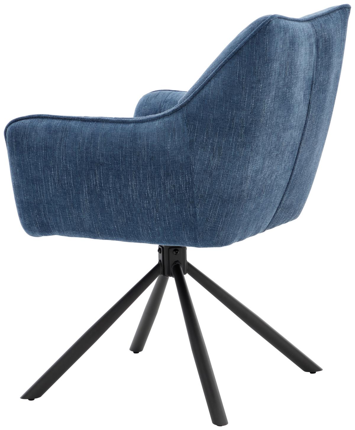 STOLIČKA S PODRÚČKAMI TRIENT - modrá/čierna, Modern, kov/textil (63/88/62cm) - Premium Living