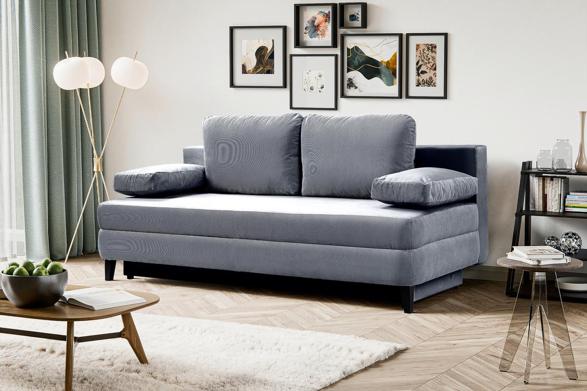 Schlafsofa Sorto Blaugrau B: 200cm - Blaugrau/Schwarz, Basics, Holz/Textil (200/91/100cm) - MID.YOU
