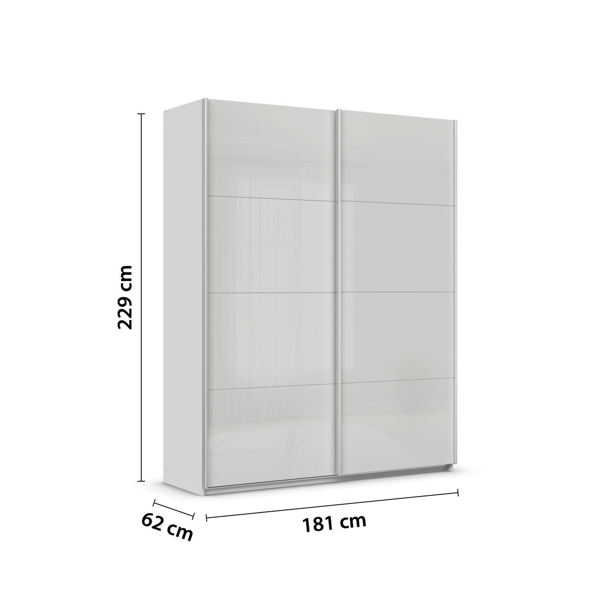 Tolóajtós Szekrény Feldkirch 181/229 Cm - világosszürke/magasfényű szürke, Modern, faalapú anyag/Üveg (181/229/62cm)