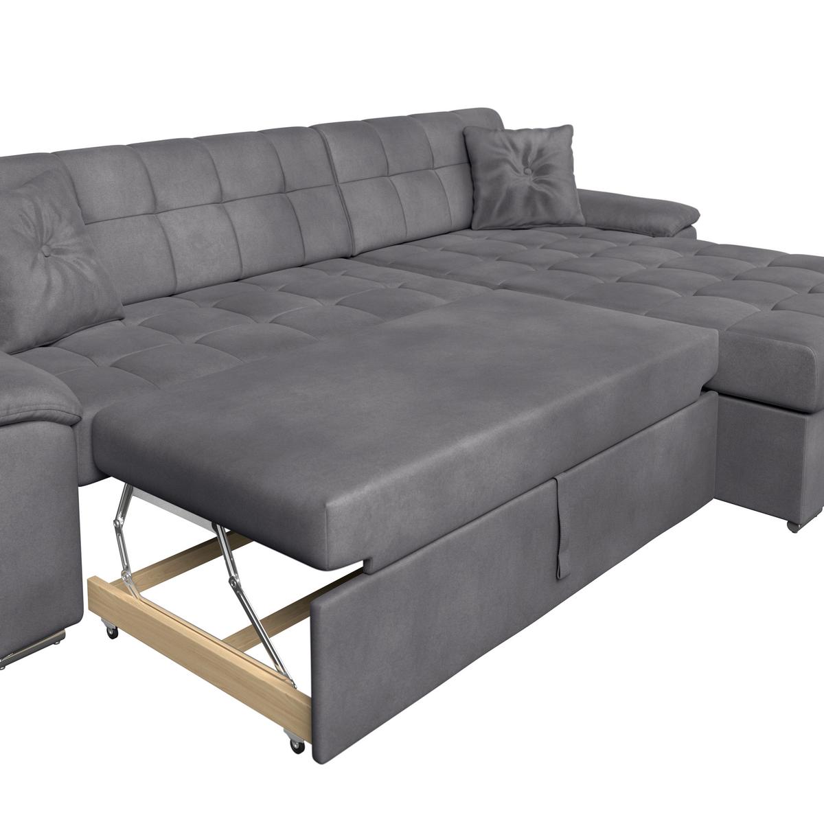 Ecksofa Bali grau, 257x167 cm - Grau, Trend, Textil (257/167cm) - Livetastic