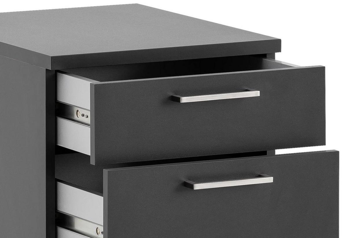 Rollcontainer Serie 1500 Anthrazit BxHxT:41,2x60,1x49,6cm - Anthrazit, KONVENTIONELL, Holzwerkstoff (41,2/60,1/49,6cm) - MID.YOU