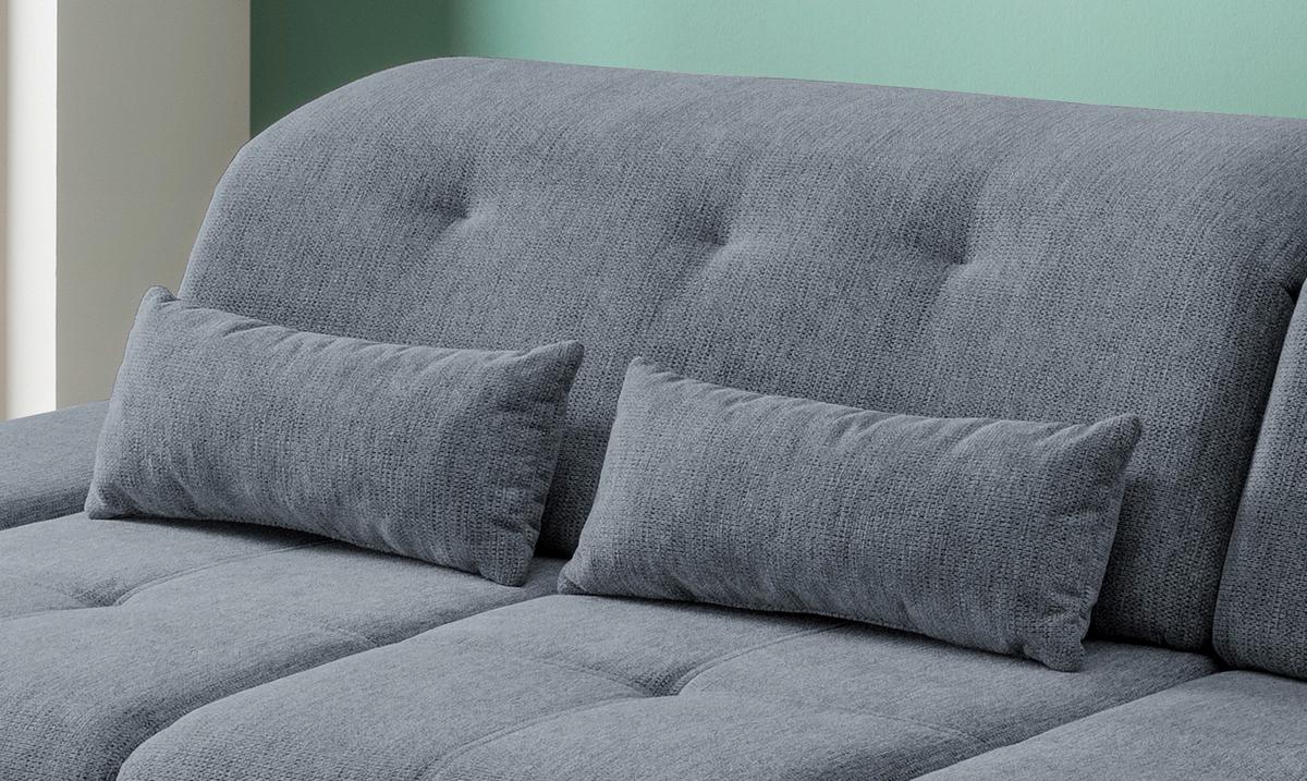 Ecksofa Mit Schlaffunktion Dalida Hellblau Chenille - Chromfarben/Hellblau, Design, Textil (300/196cm) - Livetastic