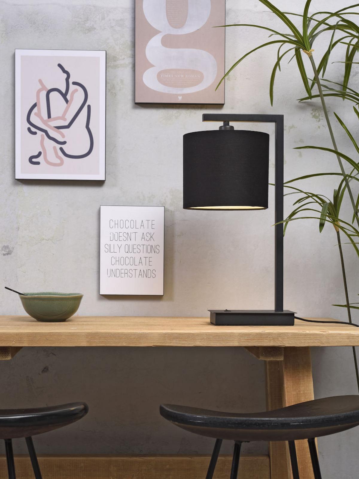 Tischlampe Boston Schwarz mit Schalter - Schwarz, Basics, Textil/Metall (17/44cm) - It's about Romi