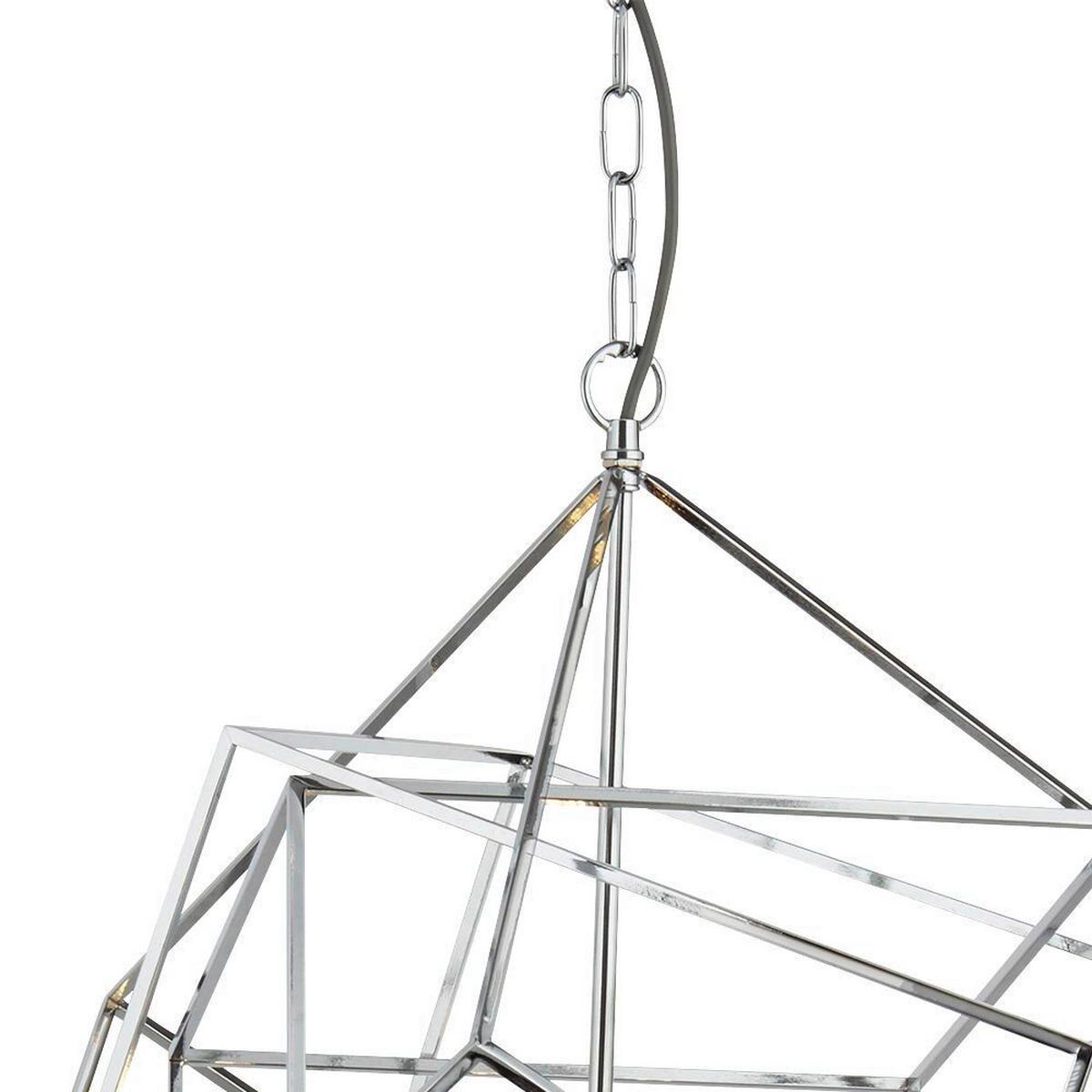 Hängeleuchte Cube H: 150 cm 5-Flammig, höhenverstellbar - Chromfarben, Design, Metall (55/150cm)
