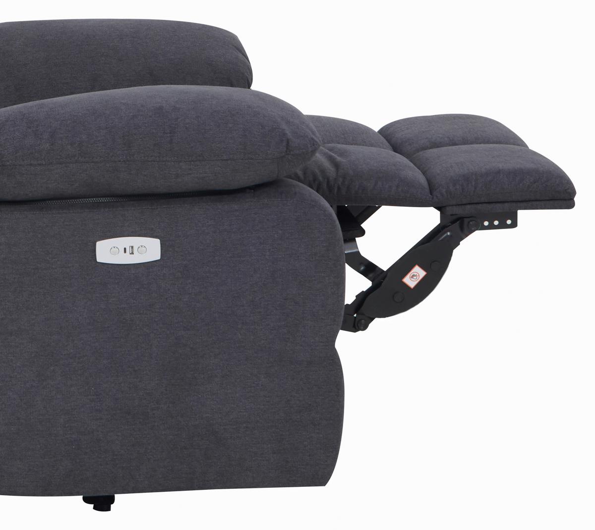 Relaxačné kreslo BOLTON, sivá, el.relaxačná funkcia - sivá, Basics, kov/drevo (108/103,5/96,5cm)