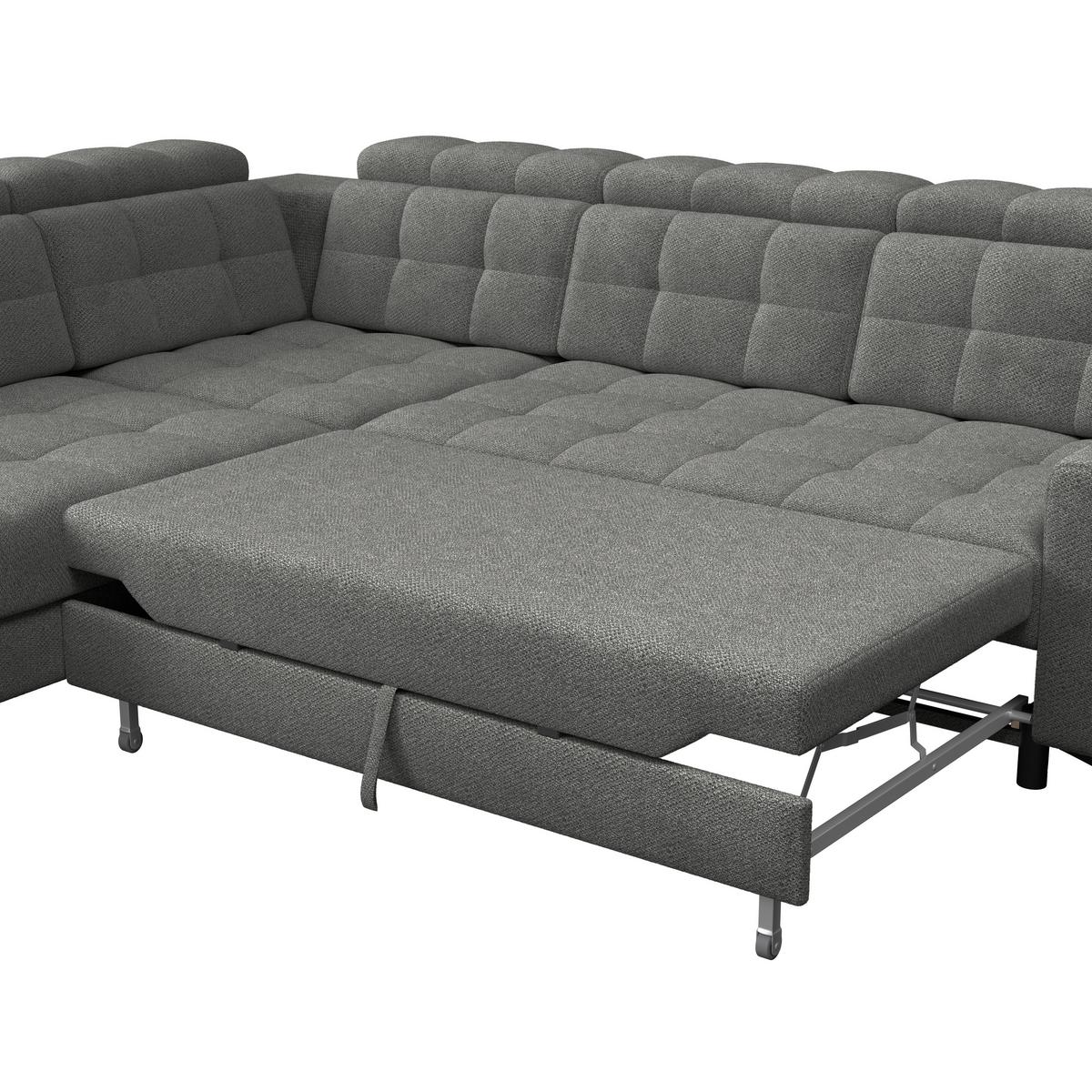 Ecksofa Barletta New Velours Dunkelgrau, 228x289cm - Dunkelgrau/Schwarz, ROMANTIK / LANDHAUS, Textil (228/289cm) - Luca Bessoni